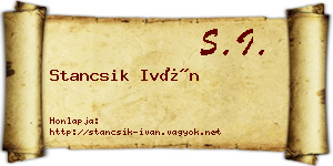 Stancsik Iván névjegykártya
